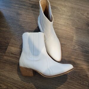 White Leather Ankle Boots